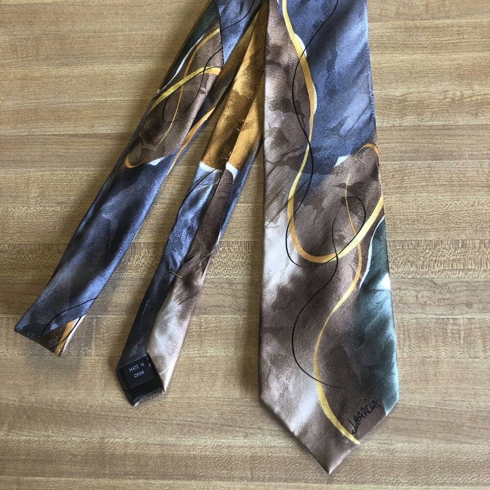 J. Garcia Tie - Blue Tan Green Swirls
